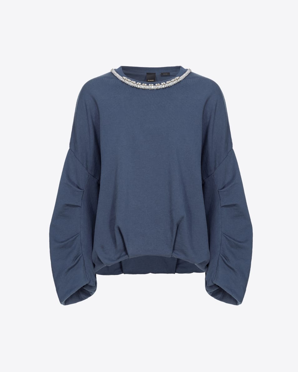Pinko Sweatshirt mit Schmuckbesatz am Ausschnitt Blitzverkäufe