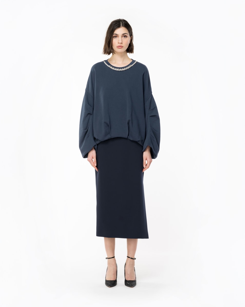 Pinko Sweatshirt mit Schmuckbesatz am Ausschnitt Blitzverkäufe