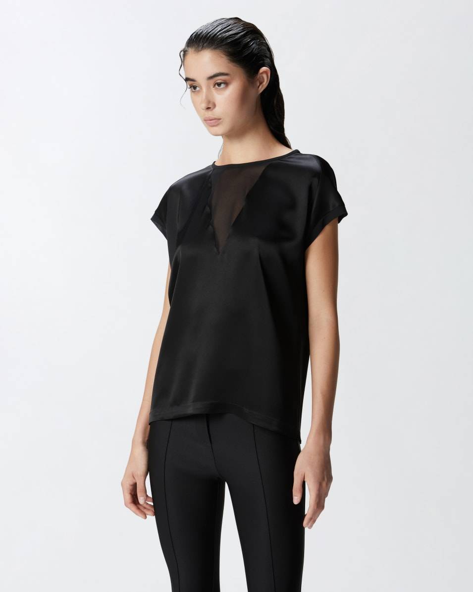 Pinko T-Shirt-Bluse aus Satin und Georgette Fabrik Onlineshop