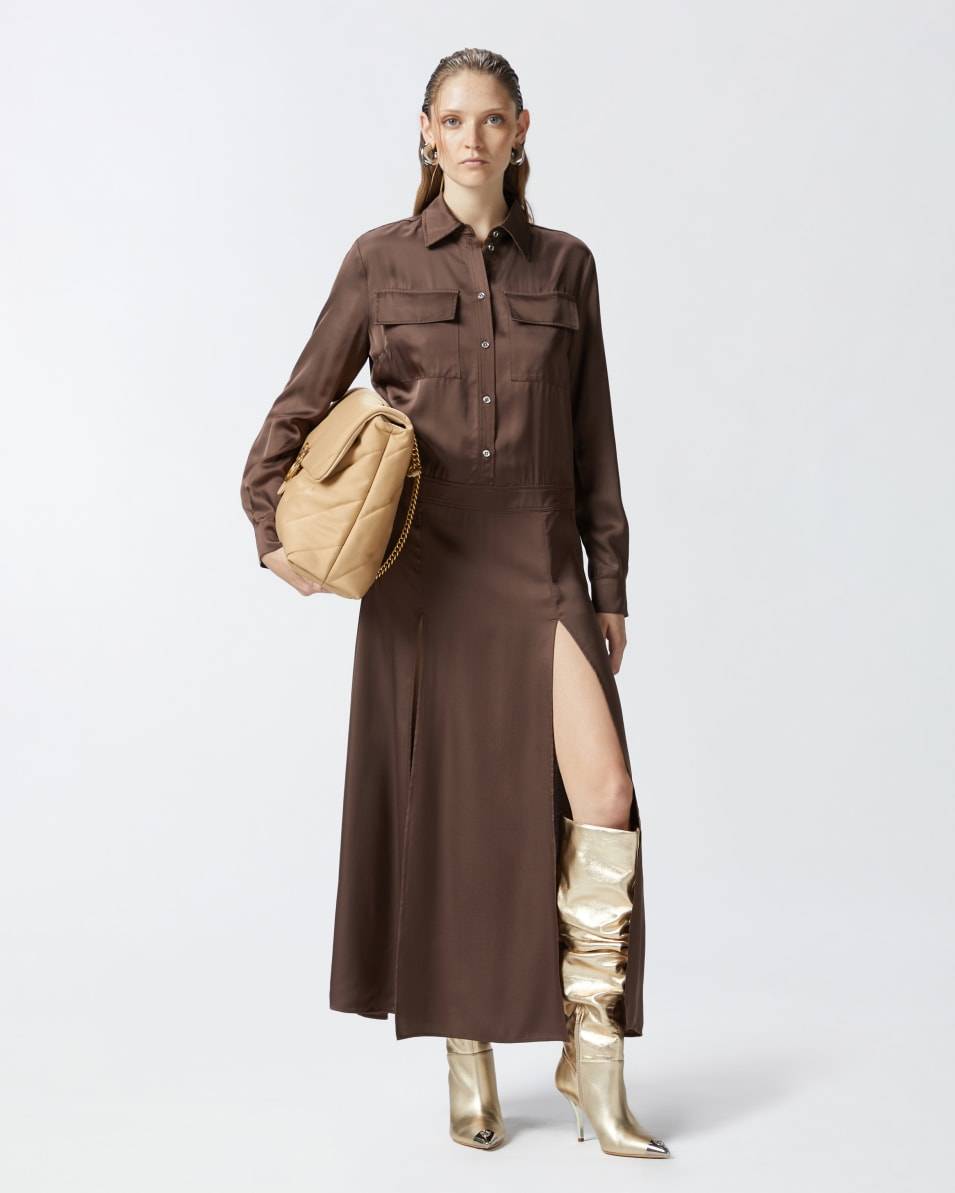 Pinko Langes Kleid aus Satin Flash Sale