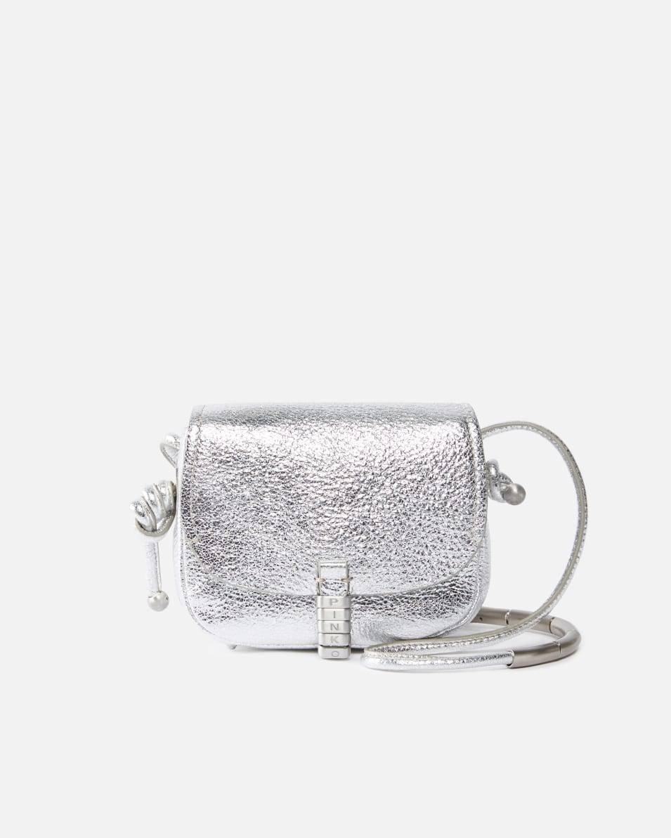 Pinko Mikro-Umhängetasche im Saddle-Bag-Stil aus laminiertem Leder