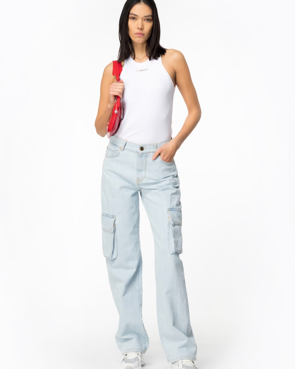 Pinko Geripptes Top mit Logo Bis zu 50% Rabatt