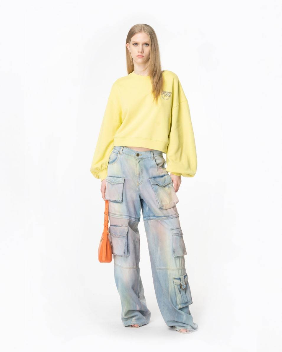 Pinko Boxy-Sweatshirt Love-Birds-Stickerei Outlet
