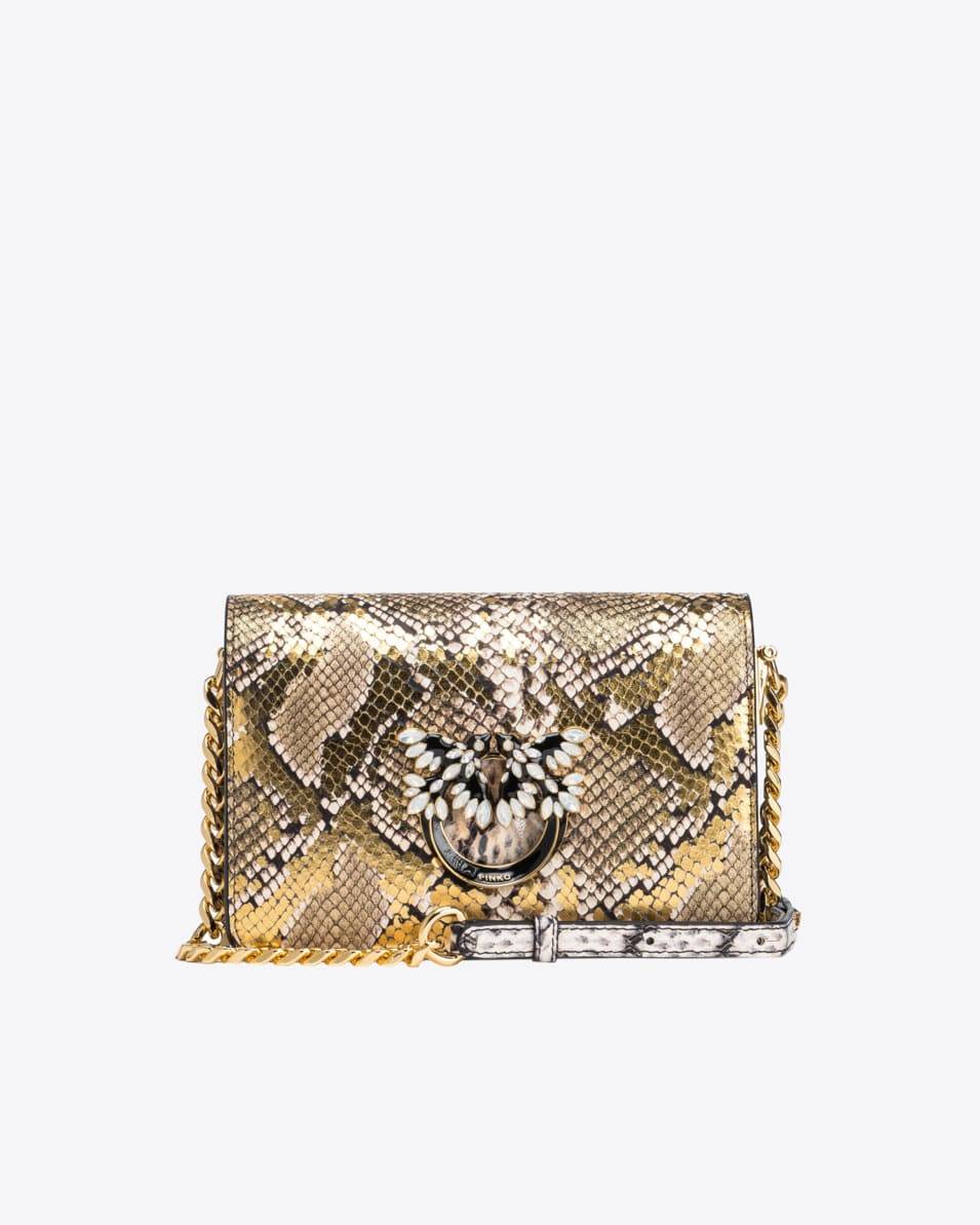 Pinko Mini Love Bag Click Metallic-Leder in Reptiloptik PINKO Galleria Großer Ausverkauf