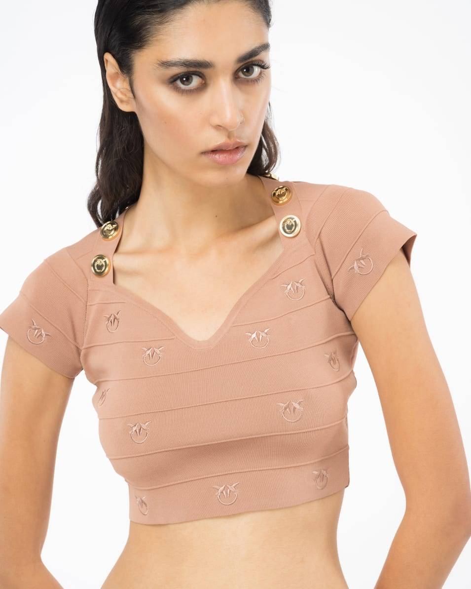 Pinko Crop-Top Jacquard Love Birds Black Friday Preise