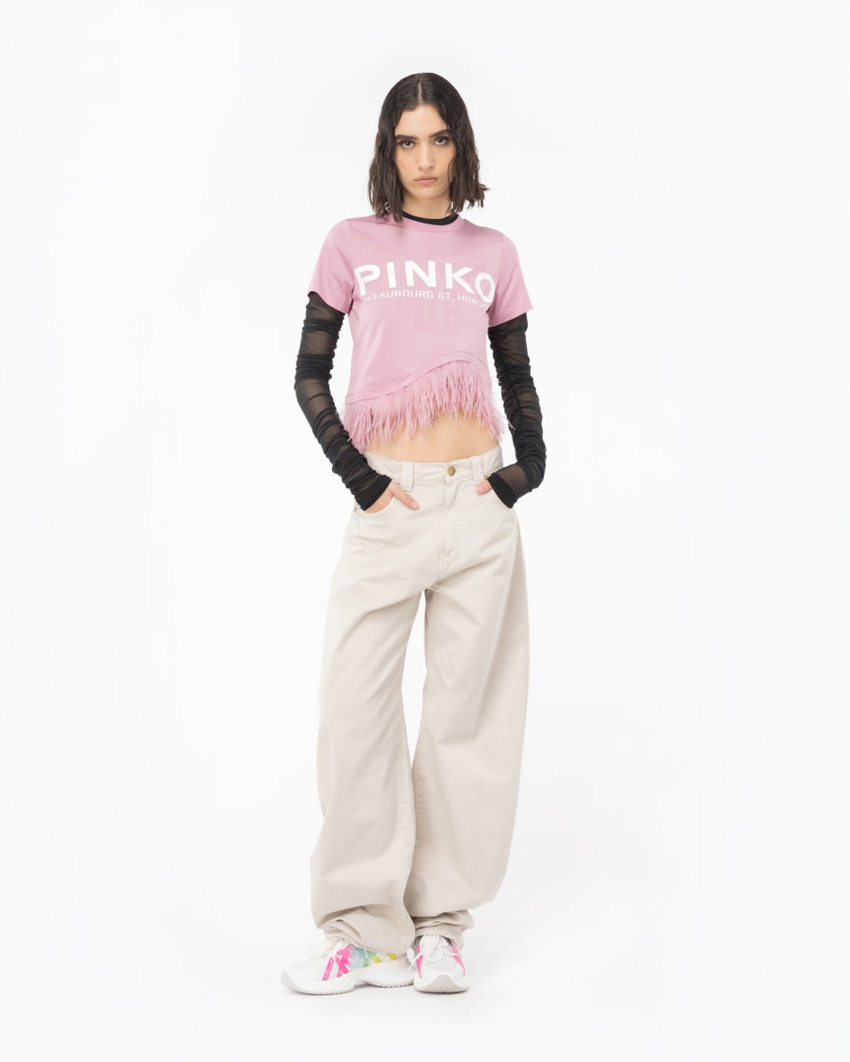 Pinko T-Shirt PINKO Cities mit Federn Hotsell