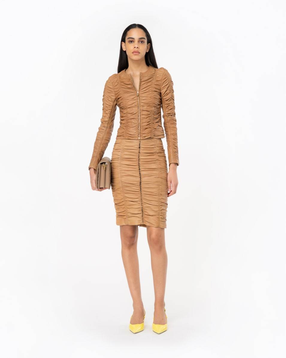 Pinko Jacke aus gerafftem Nappaleder Fabrik Onlineshop