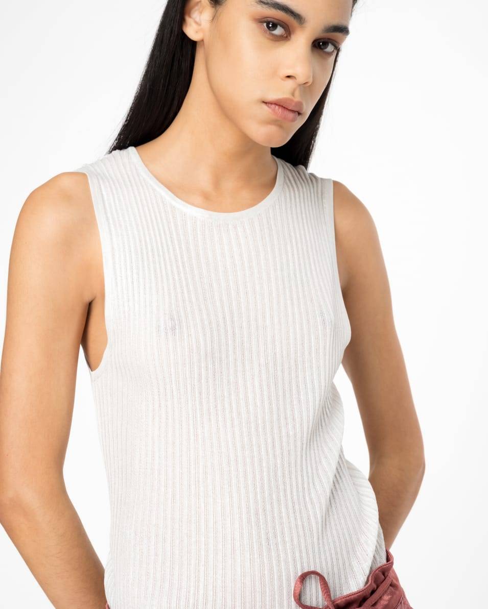 Pinko Ärmelloses Top aus geripptem Lurex Fabrikpreis