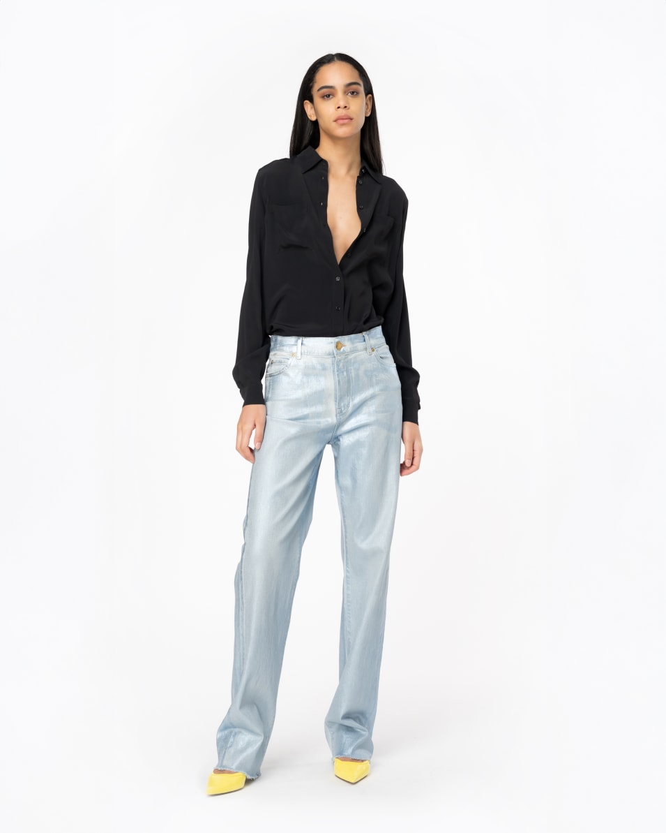 Pinko Bluse Seidenmix mit Brusttaschen Großer Ausverkauf