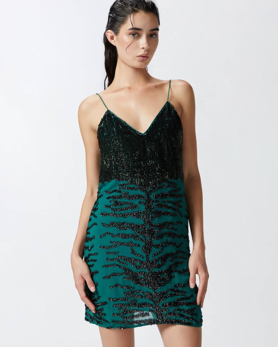 Pinko Minikleid mit Pailletten-Zebramuster Kostenlose Rückgabe