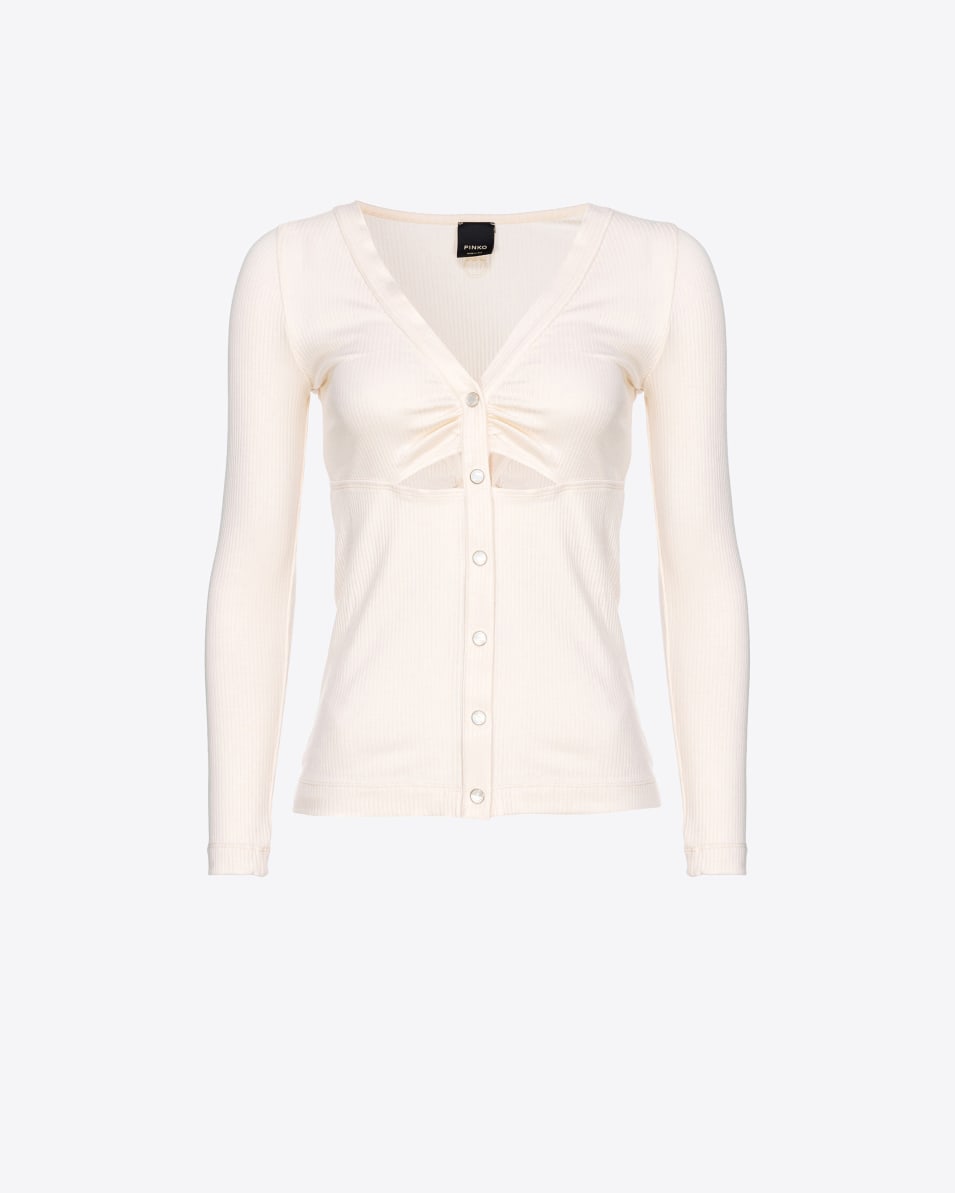 Pinko Gerippter Pullover mit Perlmuttknöpfen Preisnachlass