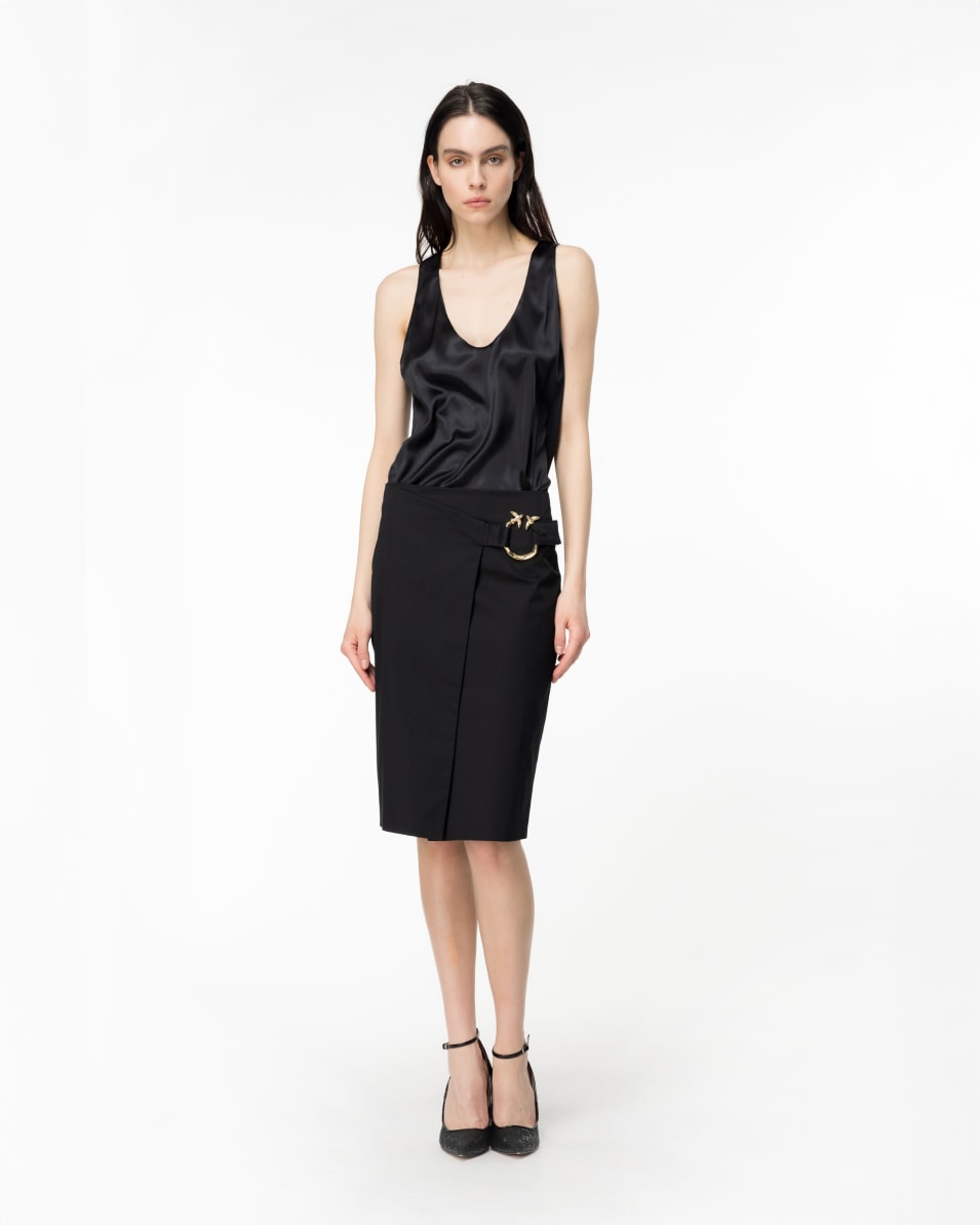 Pinko Midirock aus technischem Satin mit Piercing-Schnalle Online Outlet