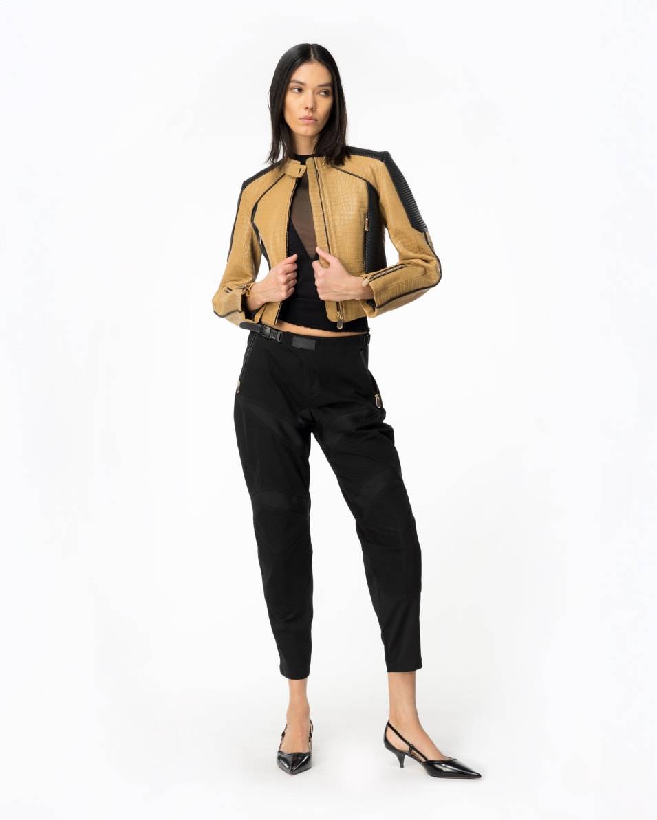 Pinko Bikerhose aus zwei Materialien Bis zu 50% Rabatt
