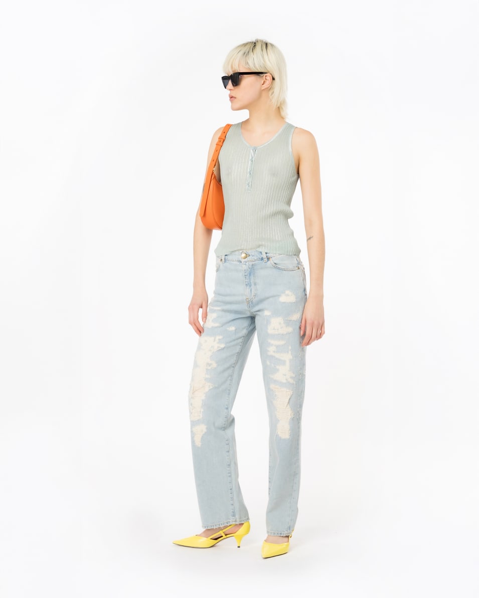 Pinko Geripptes Lurex-Top mit Knöpfen Clearance-Verkauf