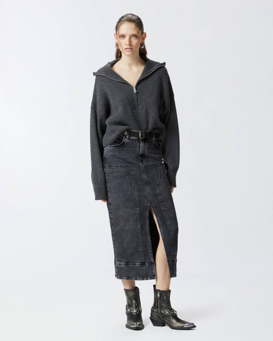 Pinko Maxirock aus dunkelgrauem Denim 50% Rabatt für begrenzte Zeit