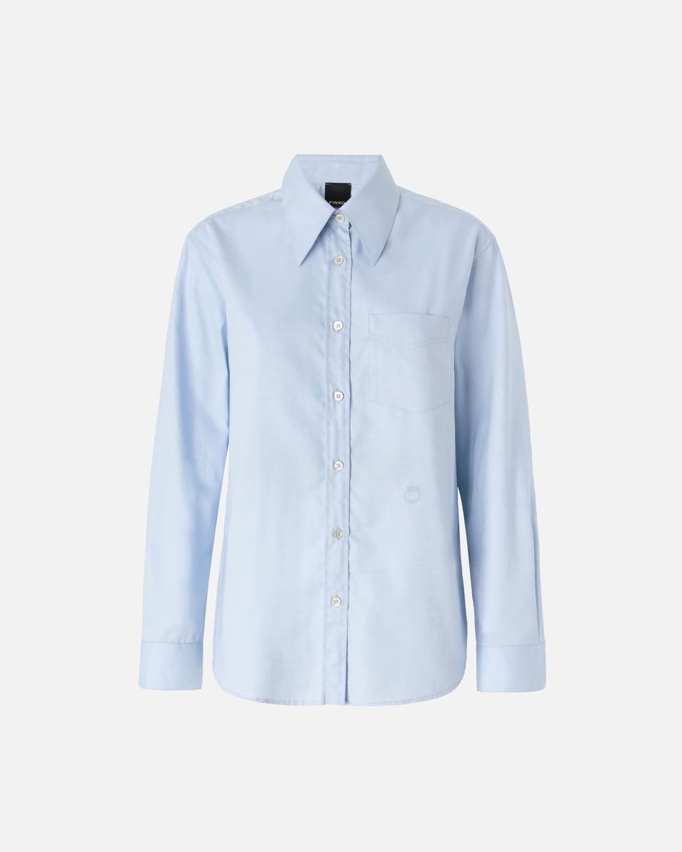 Pinko Azurblaue Oxford-Baumwollbluse Hotsell