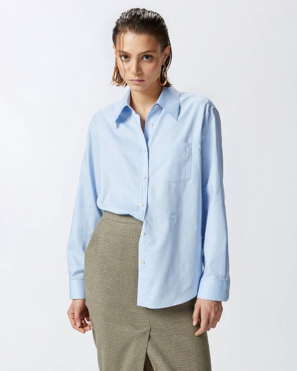 Pinko Azurblaue Oxford-Baumwollbluse Hotsell