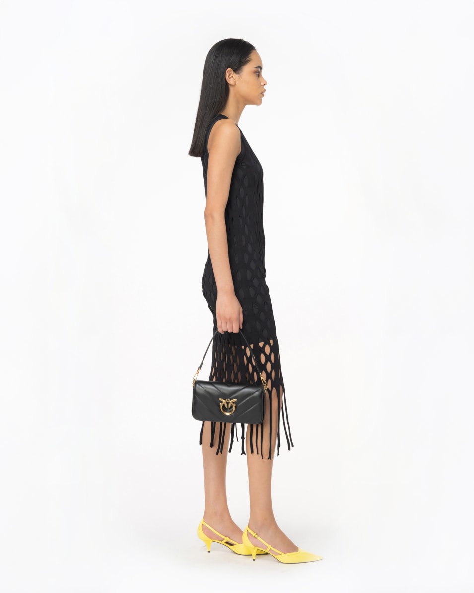 Pinko Kurzes Kleid in Netzoptik mit Fransen Online Shopping