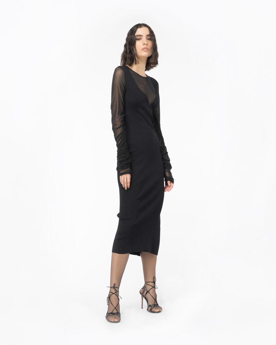 Pinko Langes Kleid aus Strick und Tüll Bis zu 55% Rabatt