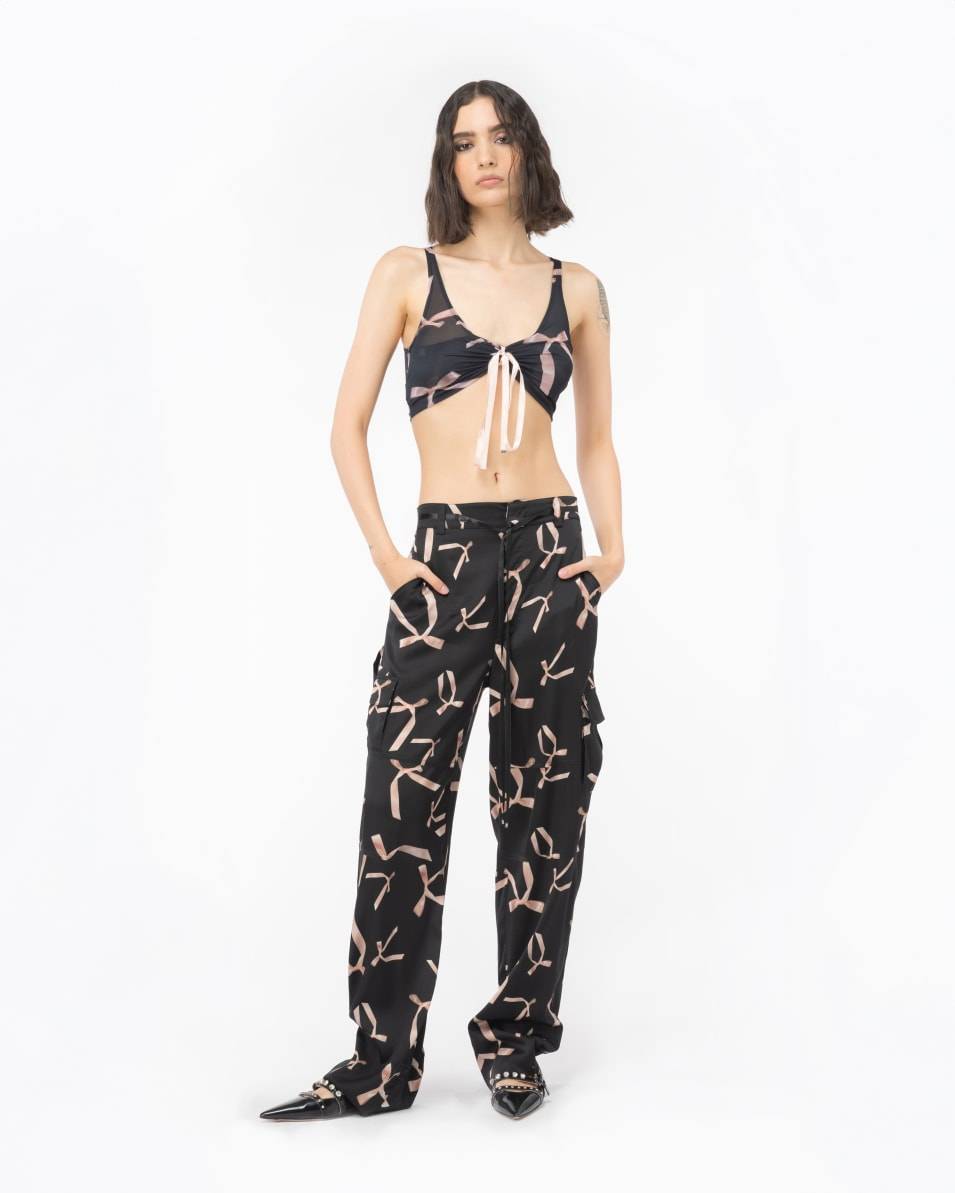 Pinko Crop-Top mit Schleifchen-Print Reimagine PINKO by Patrick McDowell Riesige Rabatte