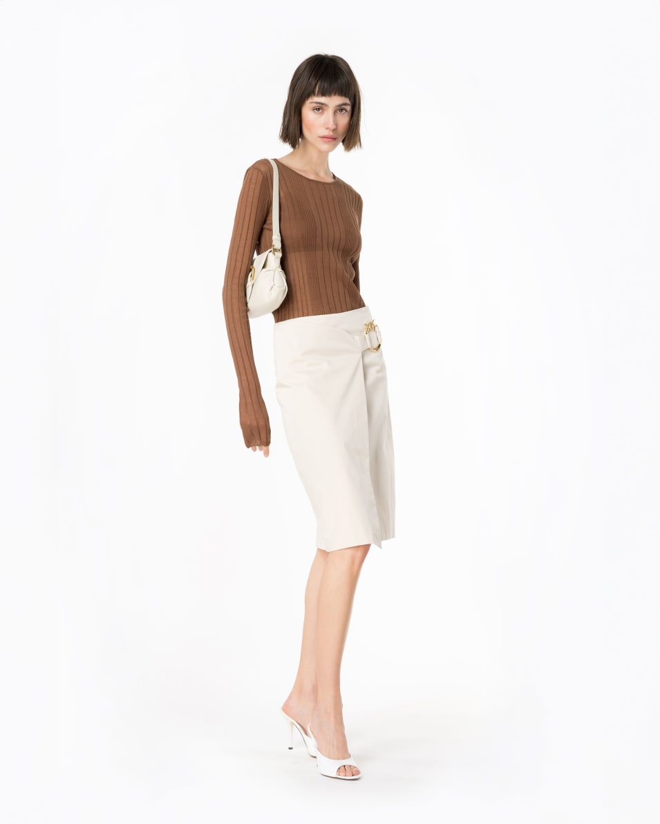 Pinko Midirock aus technischem Satin mit Piercing-Schnalle Im Verkauf
