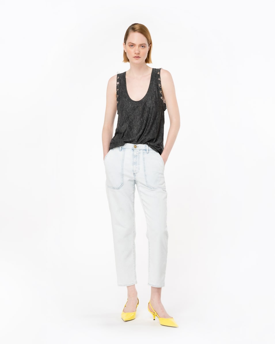 Pinko Tanktop aus Leinen mit Piercing-Konturen Rabatte dieses Monats