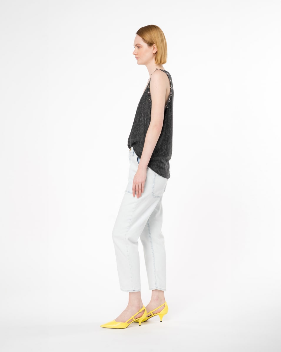 Pinko Tanktop aus Leinen mit Piercing-Konturen Rabatte dieses Monats
