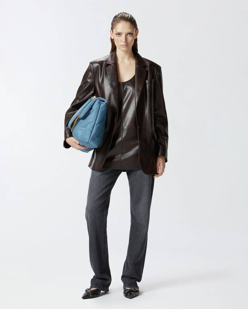 Pinko Classic leather-effect fabric blazer Verkauf