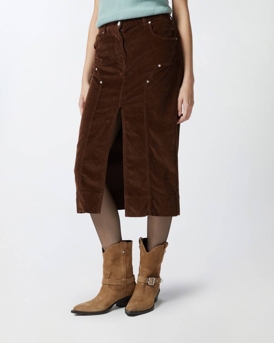 Pinko Cord-Midirock mit Schlitz Günstiger Verkauf