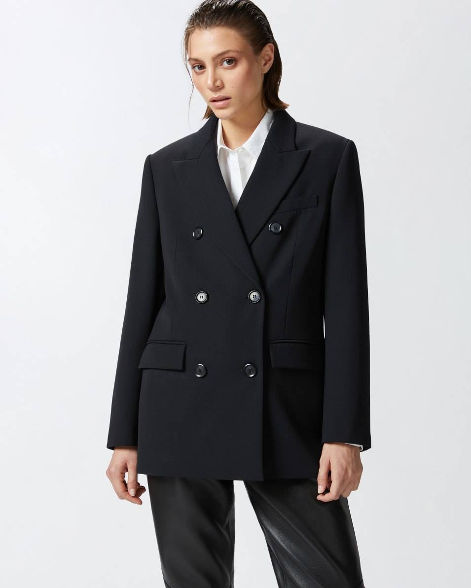 Pinko Zweireihiger Oversize-Blazer aus Wollmix-Twill Kostenloser Versand