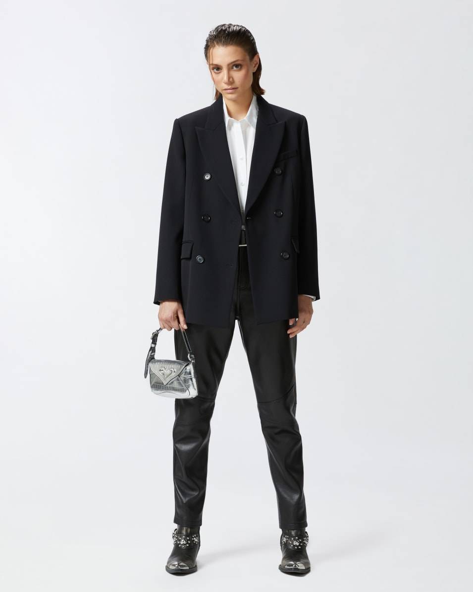 Pinko Zweireihiger Oversize-Blazer aus Wollmix-Twill Kostenloser Versand