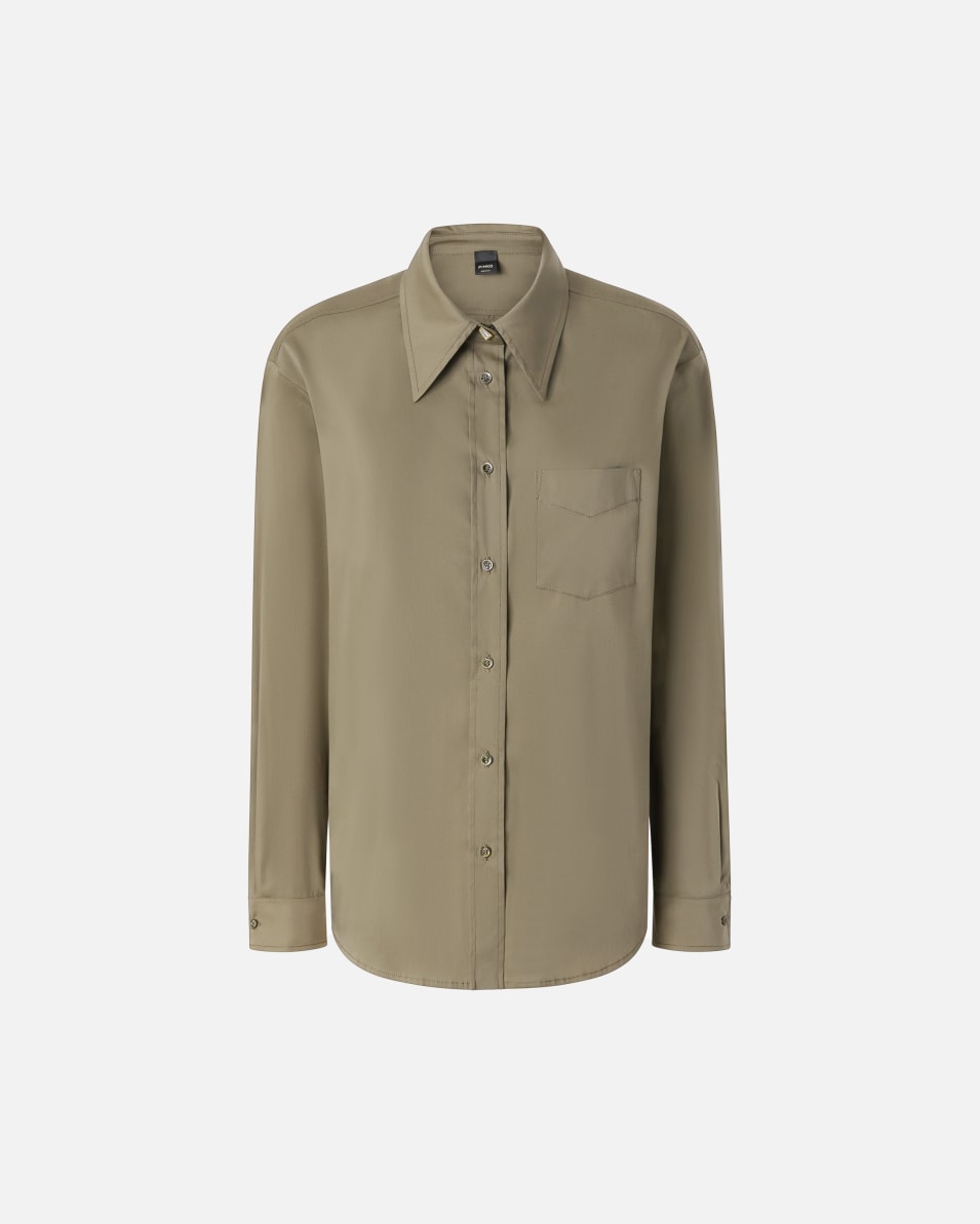 Pinko Militärgrüne Bluse aus Stretch-Popeline Sonderangebot