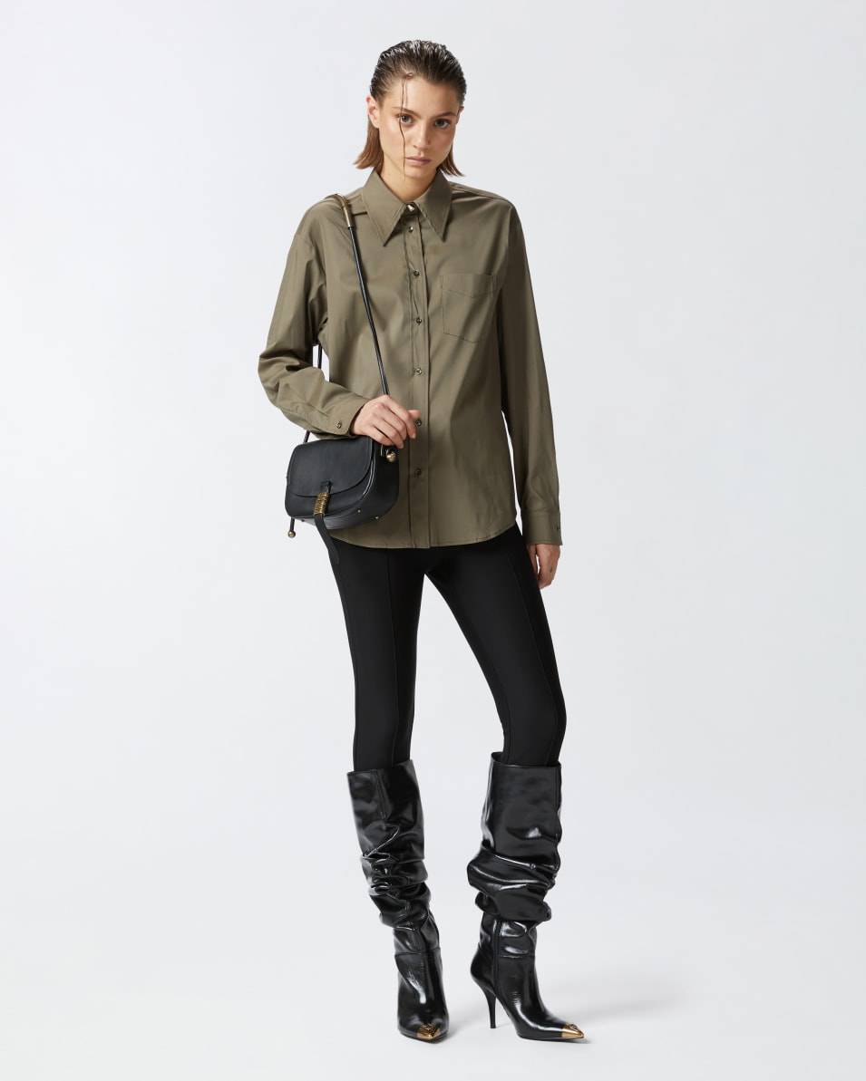 Pinko Militärgrüne Bluse aus Stretch-Popeline Sonderangebot