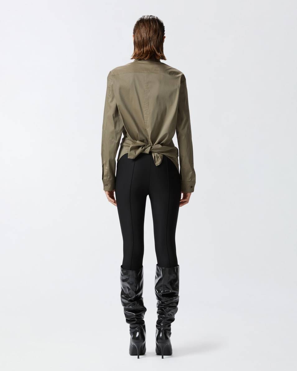 Pinko Militärgrüne Bluse aus Stretch-Popeline Sonderangebot