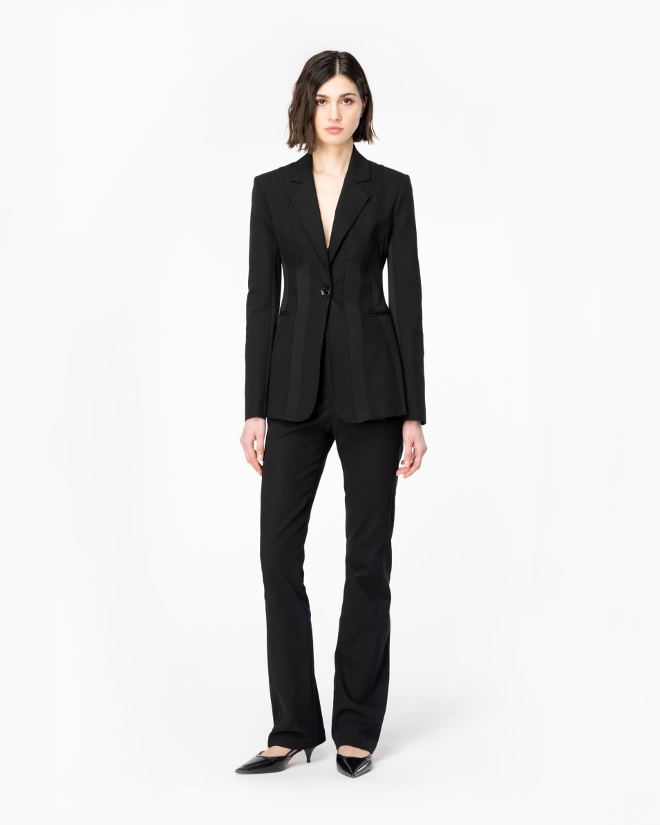 Pinko Einreihiger Blazer aus zwei Materialien Preisnachlass