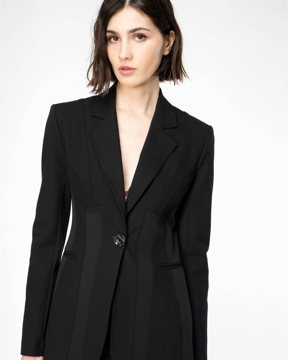 Pinko Einreihiger Blazer aus zwei Materialien Preisnachlass