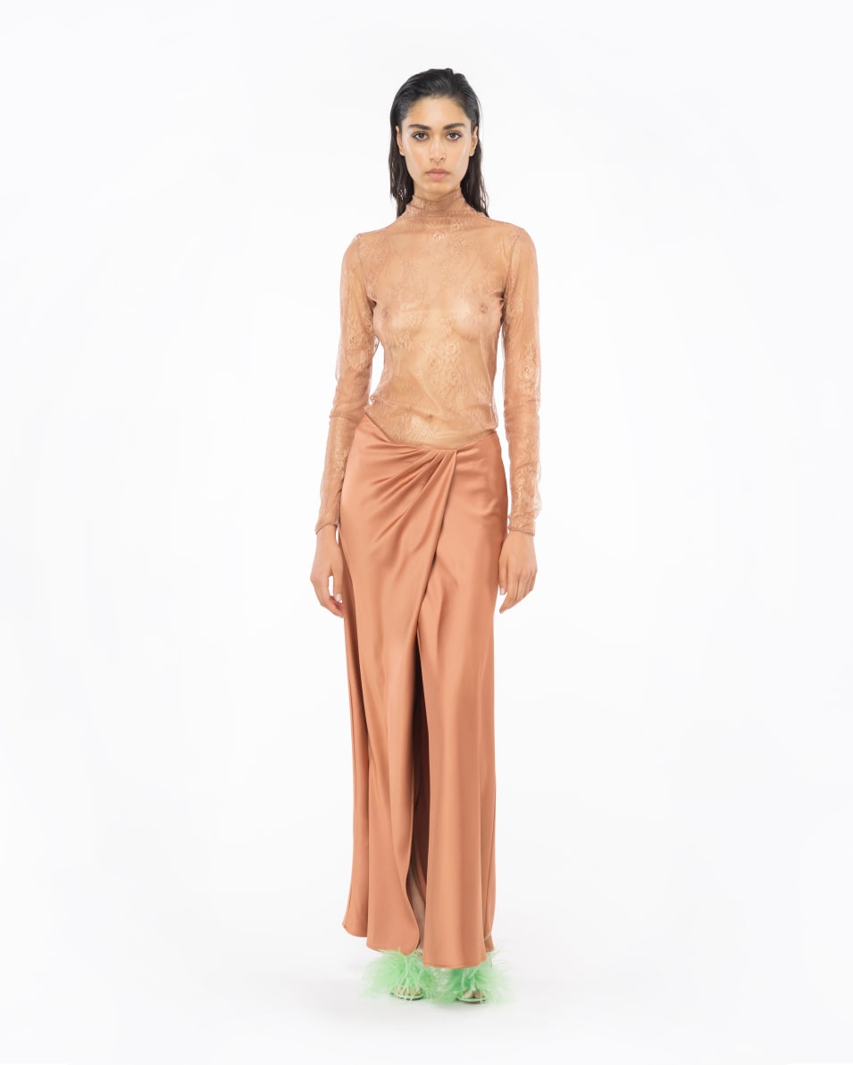 Pinko Eleganter Rock aus strukturiertem Satin Online Outlet
