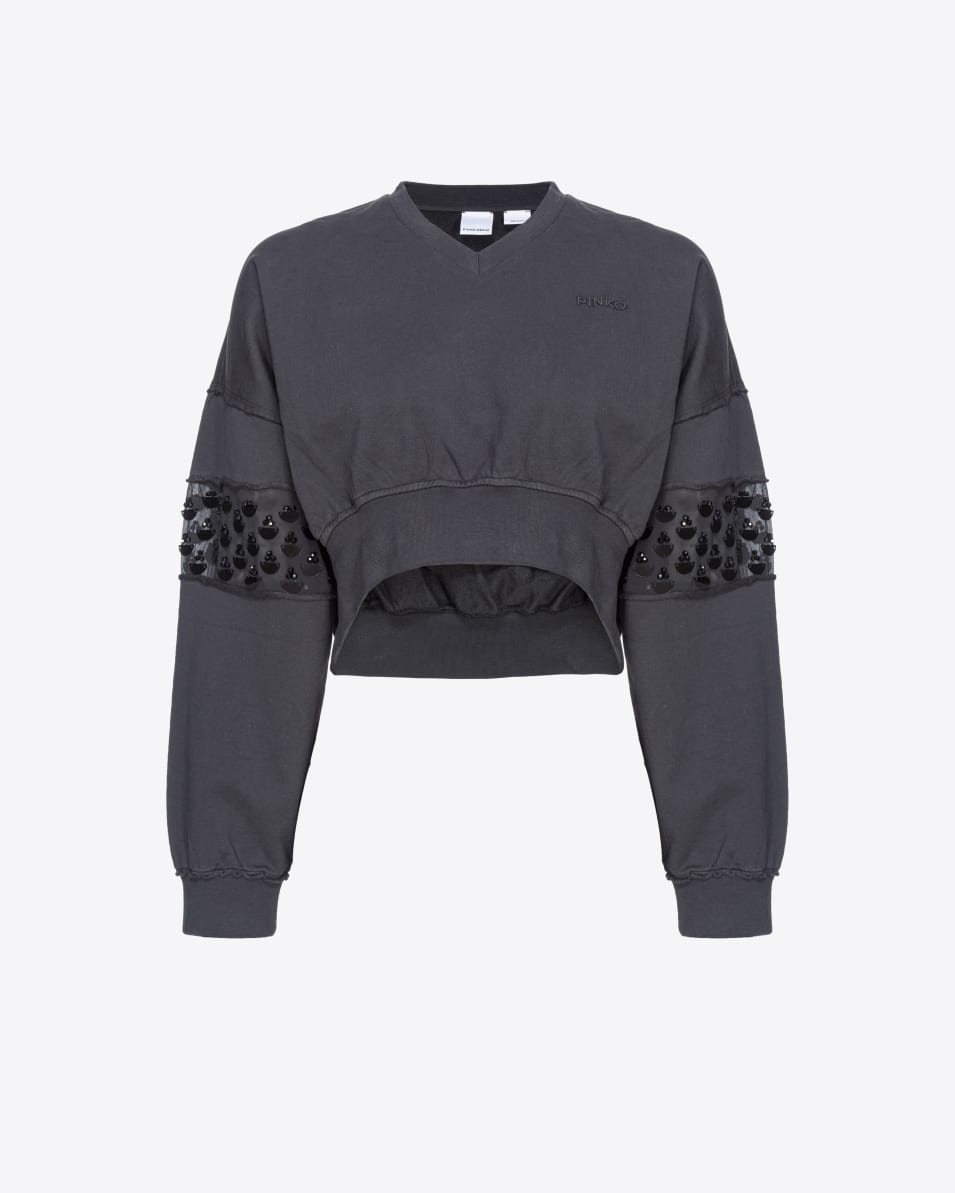 Pinko Kurzes Sweatshirt mit Handstickerei Neuheiten