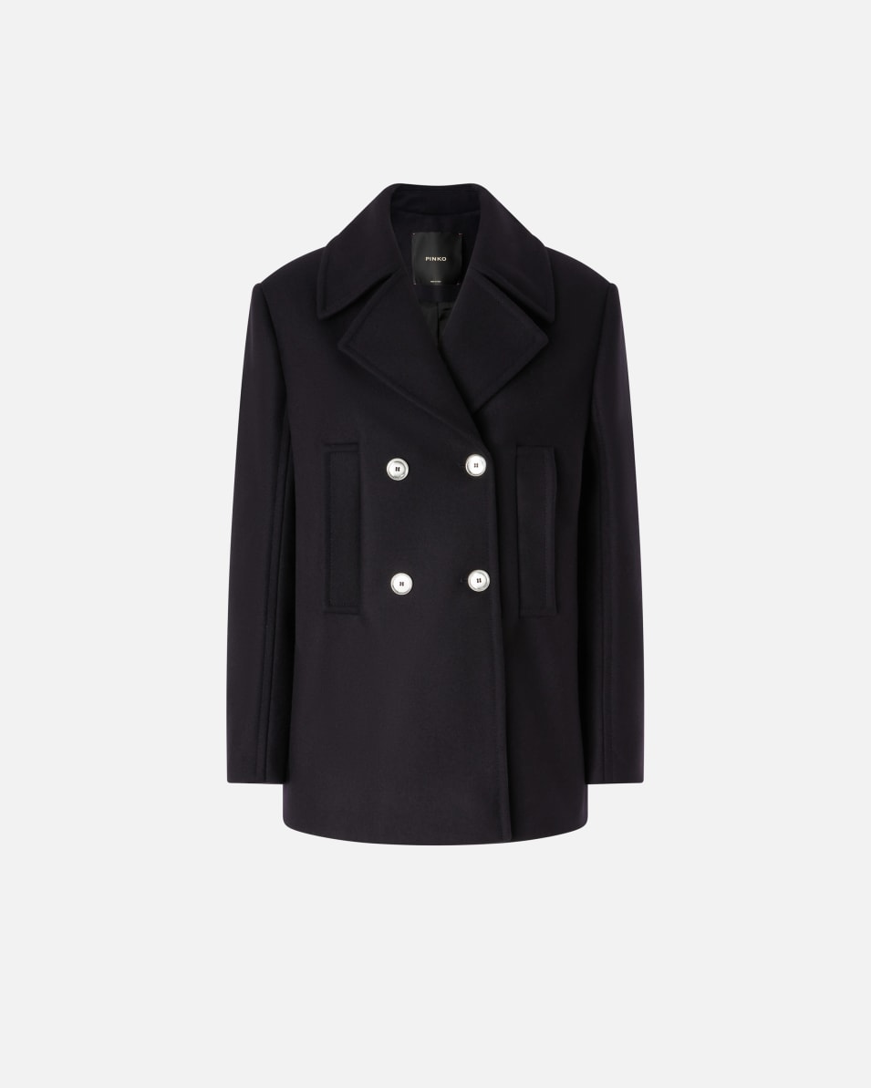 Pinko Kurzer zweireihiger Caban-Mantel aus Wollmischung Tägliche Deals