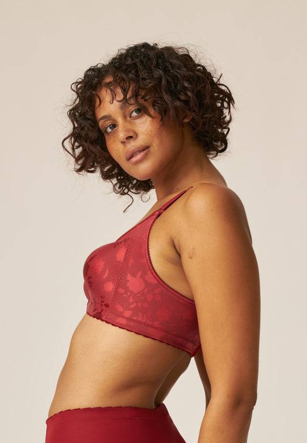 Naturana Minimizer Soft-BH in Blumenmuster - Deep Claret Heißer Verkauf