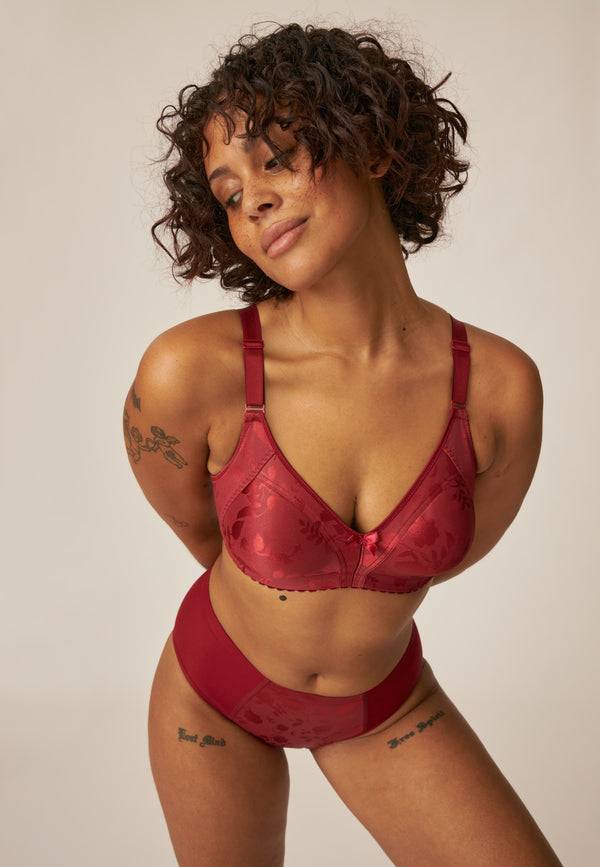 Naturana Minimizer Soft-BH in Blumenmuster - Deep Claret Heißer Verkauf