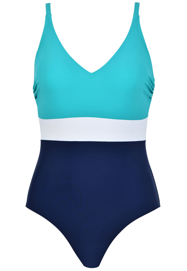 Naturana Badeanzug mit Schale - Marine-Smaragd-Weiss Tägliche Deals