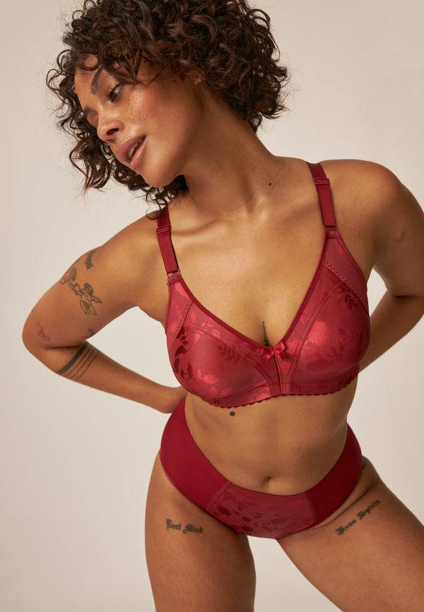 Naturana Minimizer Slip im Blumenmuster - Deep Claret Begrenzte Freigabe