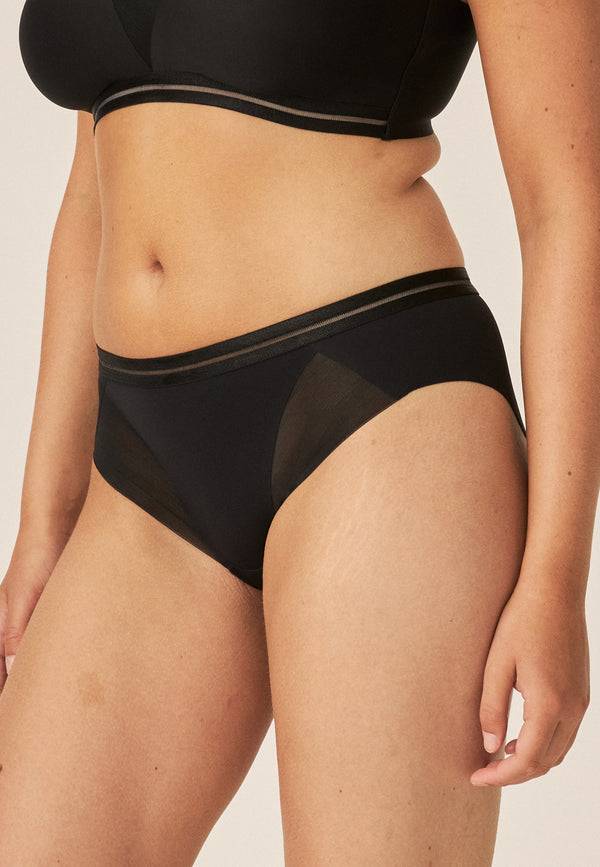 Naturana Clean Cut Slip mit Mesh-Details - Schwarz Clearance-Verkauf