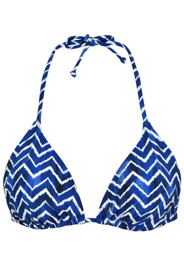 Naturana Bikini-Oberteil The Zig-Zag mit Schale - Blau-Ecru zollfrei