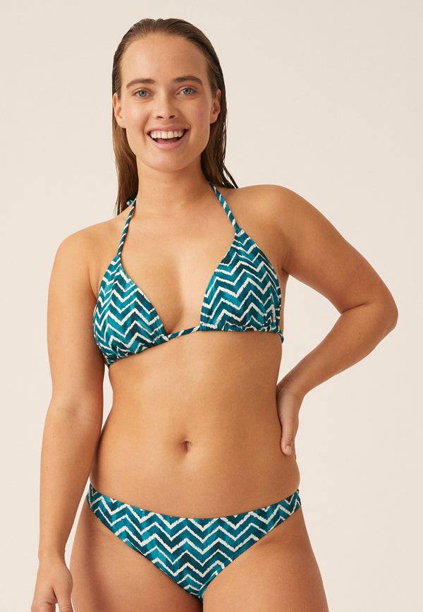 Naturana Bikini-Oberteil The Zig-Zag mit Schale - Smaragd-Ecru Rabatte dieses Monats
