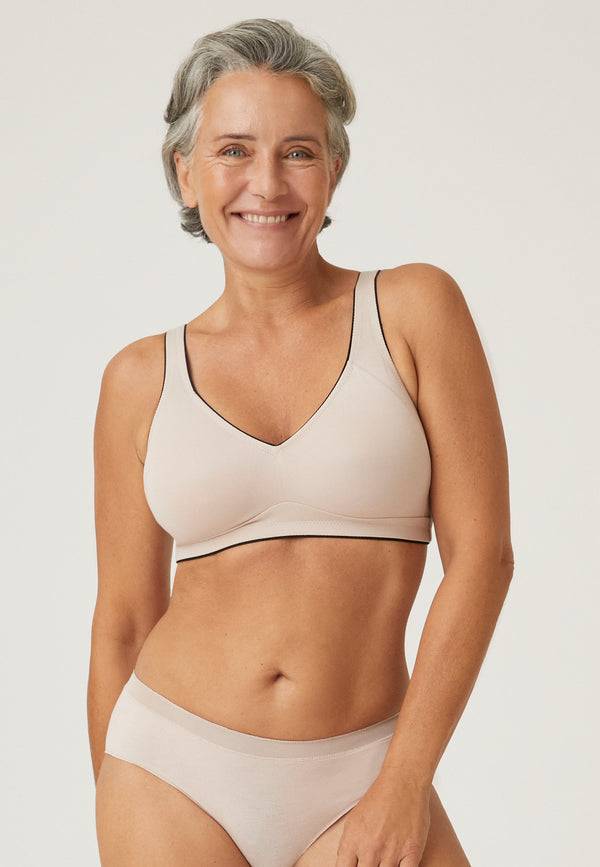 Naturana Natürlicher Baumwoll-Soft-BH - Light Beige/Schwarz Valentinstagsangebot