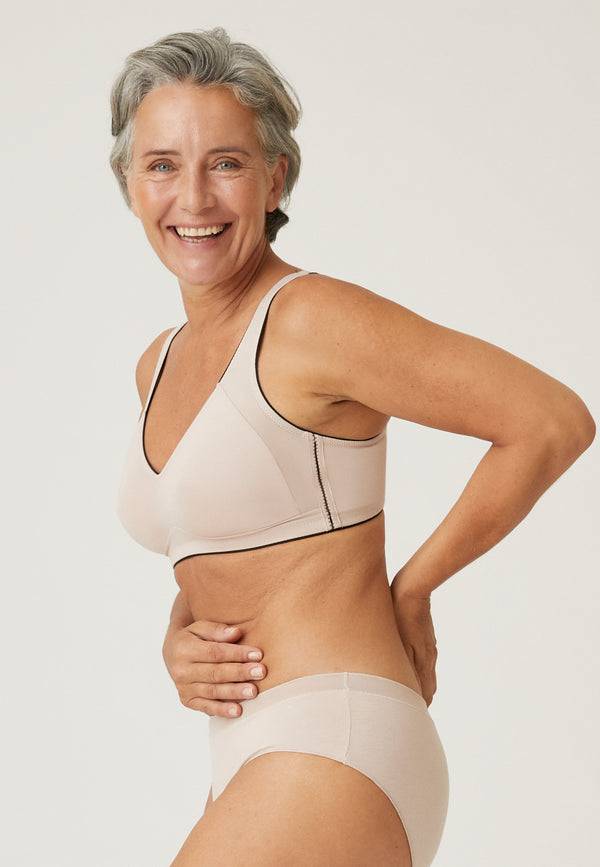 Naturana Natürlicher Baumwoll-Soft-BH - Light Beige/Schwarz Valentinstagsangebot