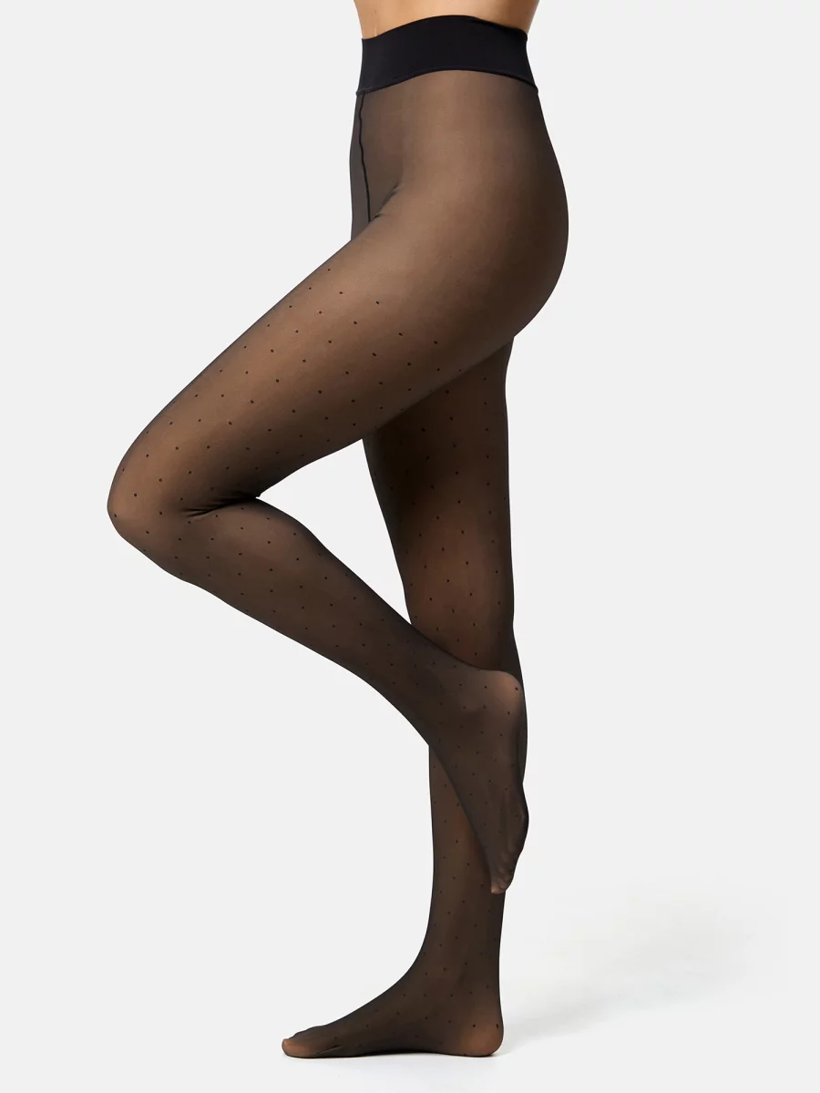 Nur Die Strumpfhose Warm & Transparent mit wärmendem Innenfleece 80 DEN Print - Punktedesign - Größe 40-44 Tägliche Deals