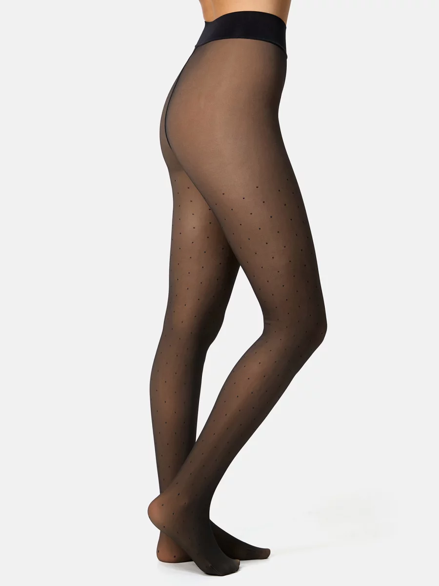 Nur Die Strumpfhose Warm & Transparent mit wärmendem Innenfleece 80 DEN Print - Punktedesign - Größe 40-44 Tägliche Deals